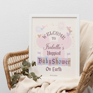 Editable Happiest Baby Shower on Earth Welcome Sign, Disneyland Baby Shower, Mickey and Minnie Baby Shower, Babyland, Digital file