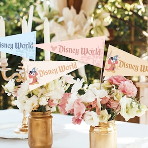 Printable Disney World Pennants, Disney World Banners, Mickey Birthday Party Decoration, Disney Party, Digital file