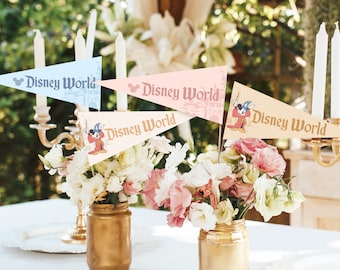 Printable Disney World Pennants, Disney World Banners, Mickey Birthday Party Decoration, Disney Party, Digital file