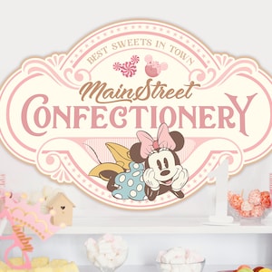 Insegna della pasticceria di Minnie, Main Street Confectionery, compleanno di Minnie, decorazione per feste Disneyland, file digitale