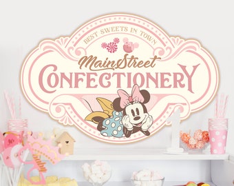 Minnie Confectionery Sign, Main Street Confectionery, Minnie Birthday, Disneyland Party Decoration, Digital file
