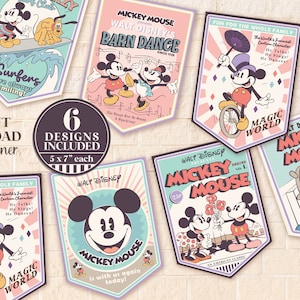 Printable Pastel Mickey Banner, Mickey Birthday Party Decoration, Disney Party, Digital file