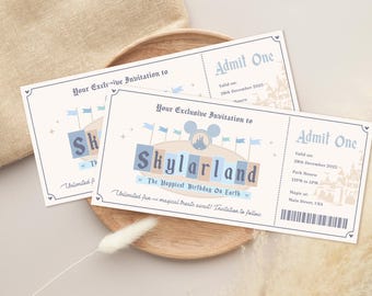 Editable Name Disneyland Ticket, Save Your Date, Happiest Birthday on Earth, Disneyland Baby Shower, Digital file