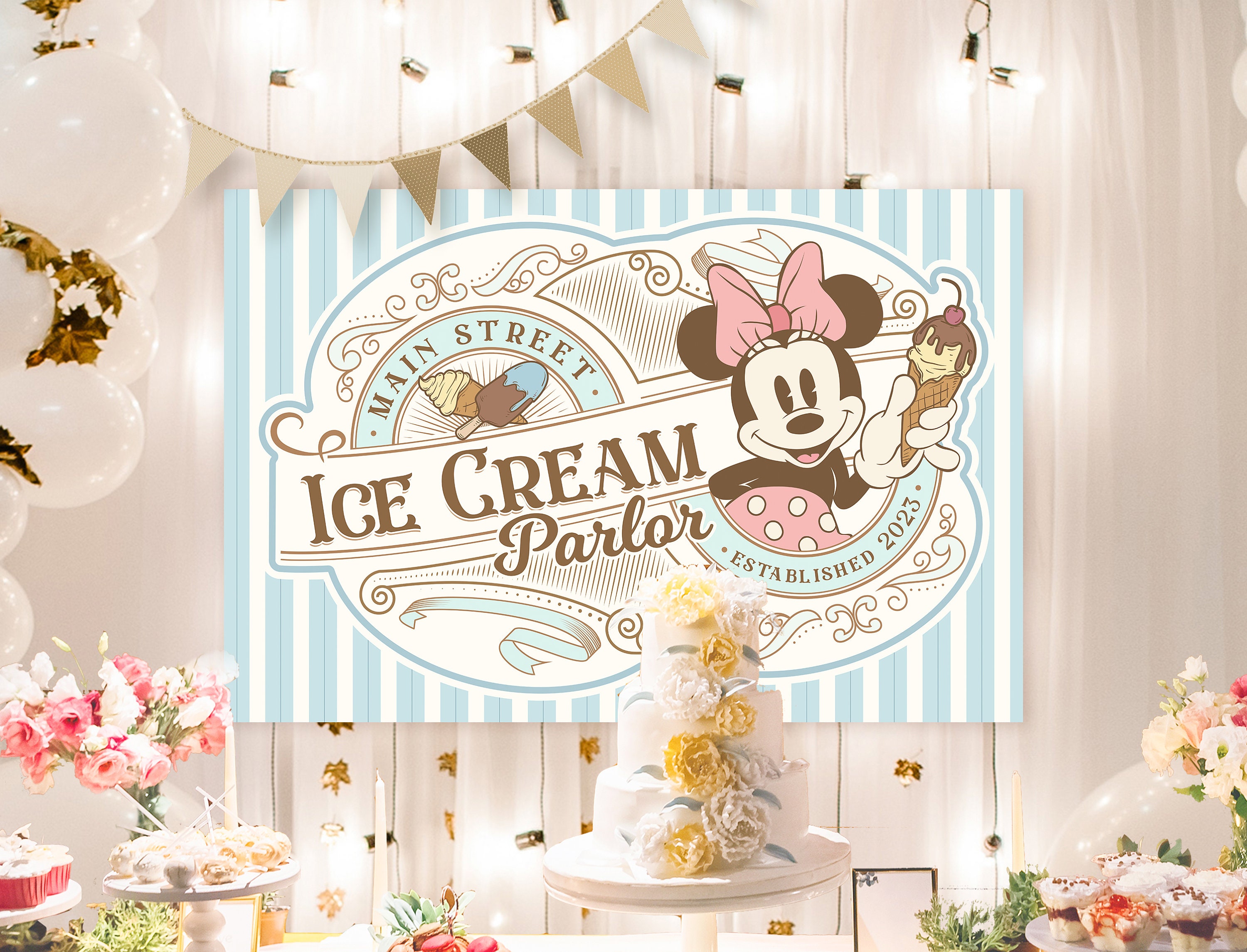 Printable Minnie Ice Cream Parlor Sign Minnie Treats Sign Etsy