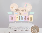 Editable Name Birthday Cake Topper, Printable Happiest Birthday On Earth Cake Topper, Disneyland Birthday Cake Topper, Digital file