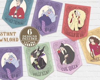 Printable Villains Banner, Disneyland Party Decoration, Digital file