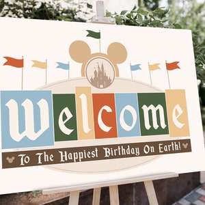 Disneyland Birthday Party Welcome Sign, Disneyland Party Decoration, Digital file