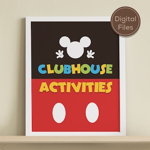 Printable Mickey Clubhouse Party Sign, Mickey Birthday, Baby Shower Party Decor, Clubhouse Activities, Digital file