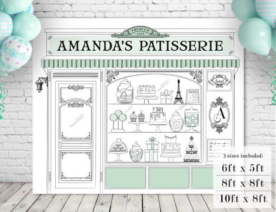 Patisserie Party Backdrop Bake Shop Backdrop (Instant Download) 