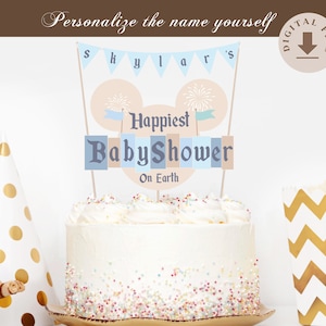 Printable Happiest Baby Shower On Earth Cake Topper, Disneyland Baby Shower Cake Topper, Digital file