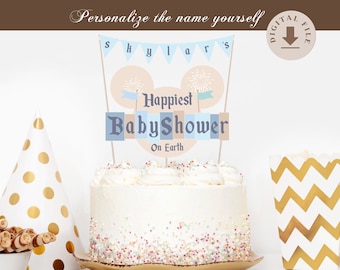 Printable Happiest Baby Shower On Earth Cake Topper, Disneyland Baby Shower Cake Topper, Digital file