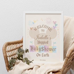 Editable Happiest Baby Shower on Earth Welcome Sign, Disneyland Baby Shower, Mickey and Minnie Baby Shower, Babyland, Digital file