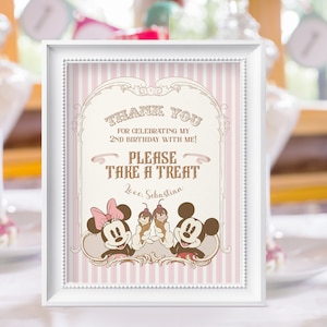Mickey & Minnie Gastgeschenke Zeichen, Mickey Birthday, Minnie Eiscreme, Disneyland Party Dekoration, Digitale Datei