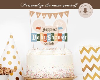 Printable Happiest Baby Shower On Earth Cake Topper, Disneyland Baby Shower Cake Topper, Digital file
