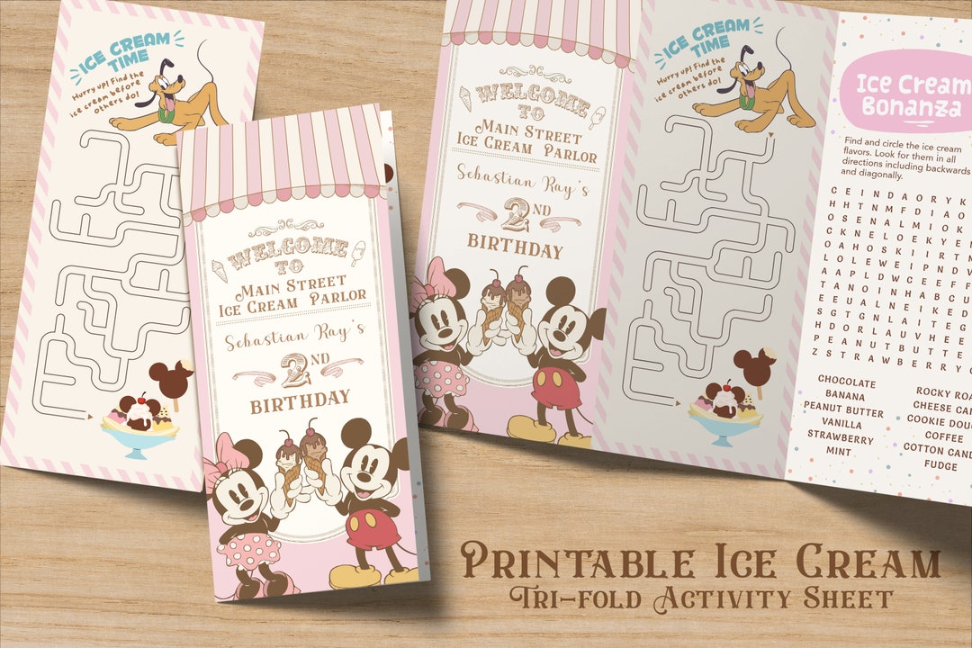 Printable Mickey & Minnie Ice Cream Activity Sheet, Ice Cream Coloring ...