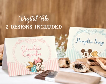 Mickey & Minnie Party Food Tent, Disneyland Party Food Label, Perfect for any birthday party or event, Digital file