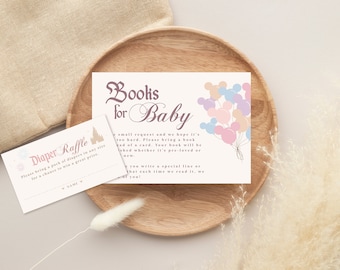 Böcker om den lyckligaste babyshowern på jorden för babykort, lott till blöjlotteriet, Disneyland babyshower, digitalt, utskrivbart