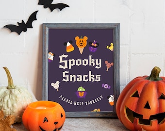 Printable Disneyland Halloween Party Sign, Halloween Spooky Snacks Sign, Halloween Birthday Party Decoration, Digital file