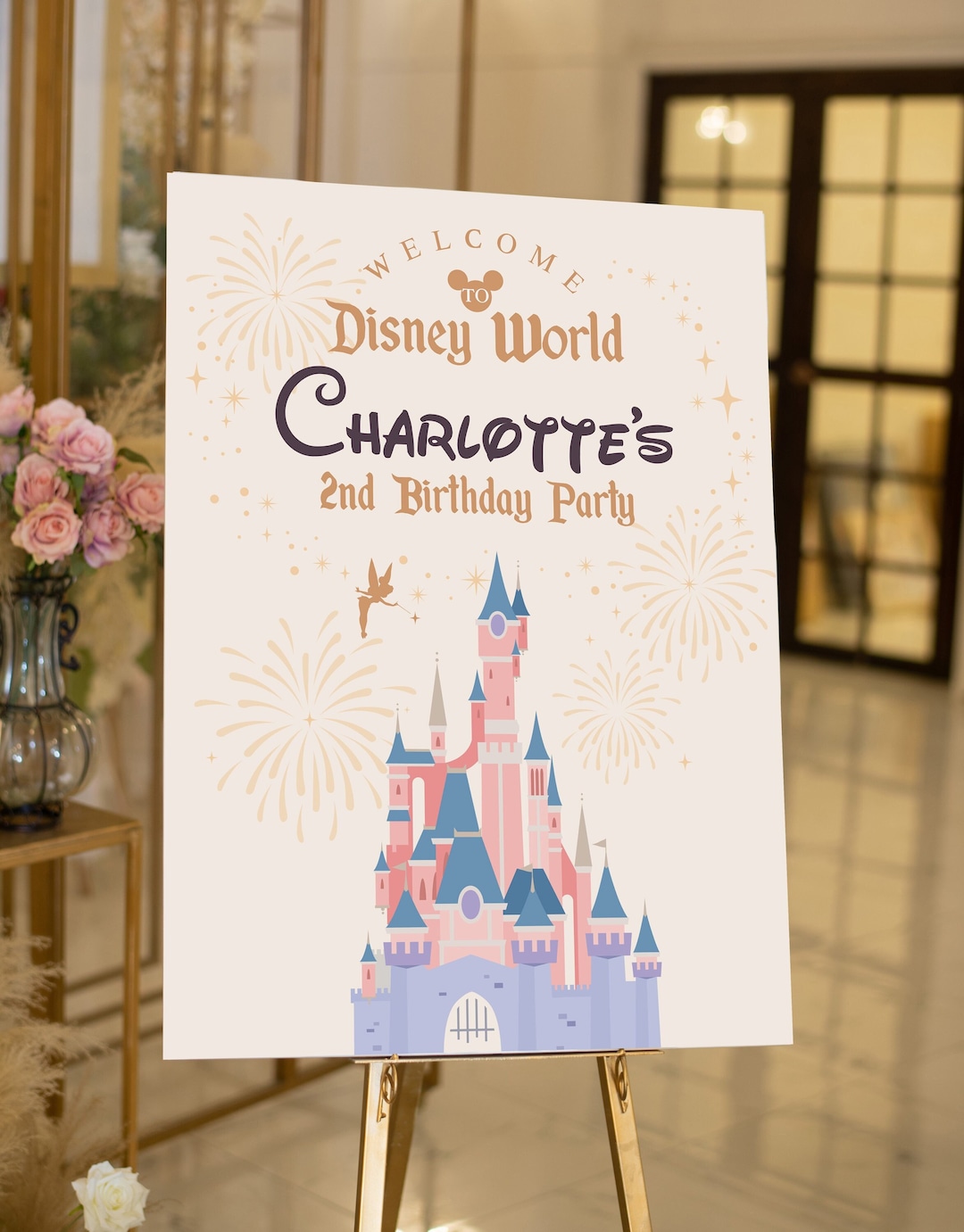 Printable Disney World Birthday Welcome Sign, Princess Party, Baby ...