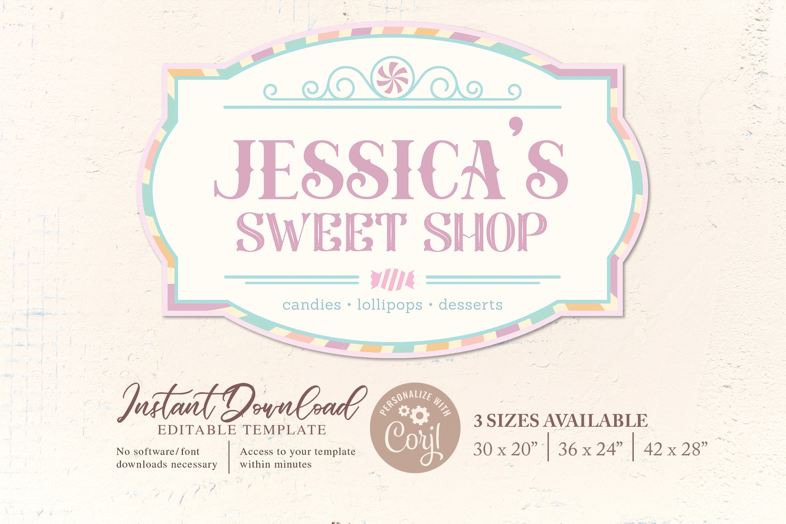 Editable Sweet Shop Sign Candy Theme Party Decor Etsy