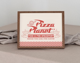 Printable Vintage Pizza Planet Sign, Toy Story Birthday Party Decoration, Food Station (Digital file)