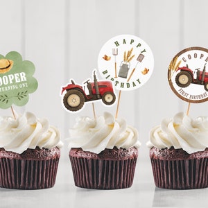 Tractor Cupcake Topper, Printable Cupcake Topper, Party Cupcake Topper, Cupcake Decoration