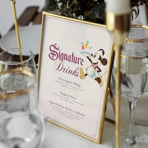 Menu de bebidas personalizado do Mickey para impressão, menu de bebidas exclusivas, aniversário do Mickey, chá de bebê da Disneylândia, arquivo digital