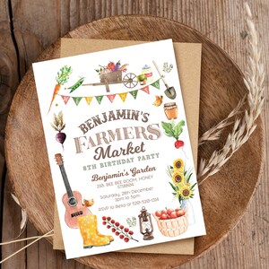 Farmers Market Invitation, Farmers Market Birthday Invitation, Kids Birthday Party, Invitation, Digital, Printable