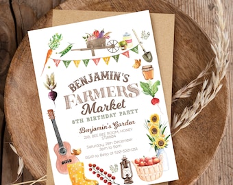 Farmers Market Invitation, Farmers Market Birthday Invitation, Kids Birthday Party, Invitation, Digital, Printable