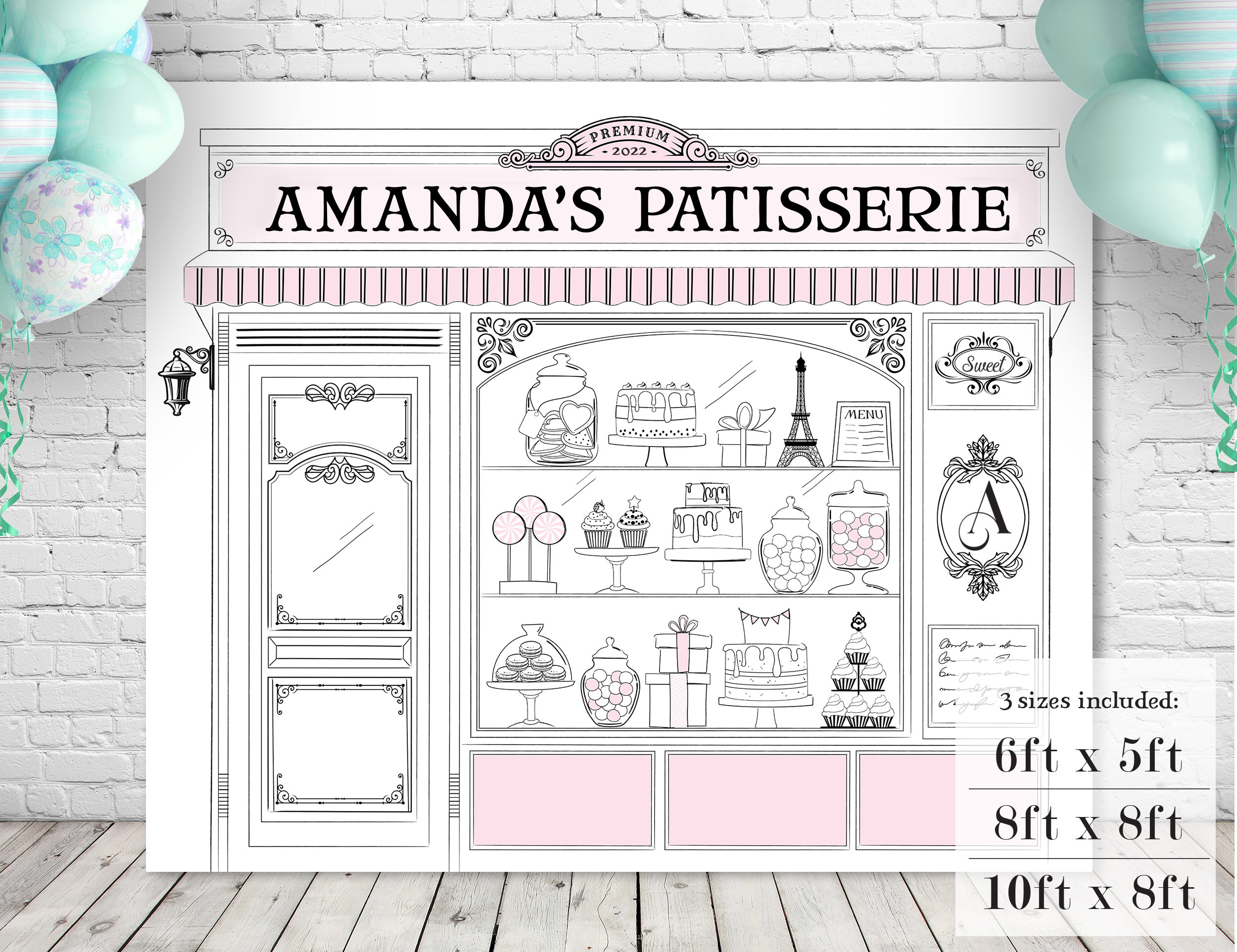 Patisserie Party Backdrop Bake Shop Backdrop (Instant Download) 