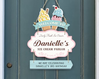 Printable Ice Cream Parlor Sign, Perfect for any ice cream theme birthday party or event, Digital file