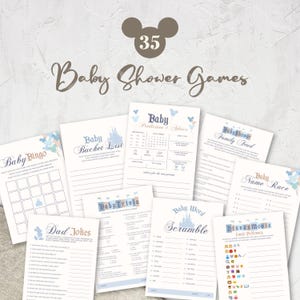 Printable Baby Shower Game Bundle, Disneyland Baby Shower Game Sign, Happiest Baby Shower On Earth, Mickey Baby Shower, Digital file