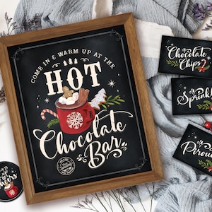 PRINTABLE Hot Chocolate Bar Kit, Hot Cocoa Bar, Hot Chocolate Bar Sign, Christmas Party Decor, Digital file