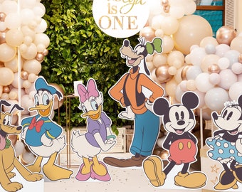 Recorte clásico imprimible de Mickey & Friends, accesorio de pie para fiesta de cumpleaños de Disneyland, decoración de fiesta de baby shower de Disneyland, archivo digital