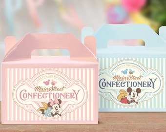 Printable Mickey & Minnie Confectionery Gable Box Label, Main Street Sweet Store Favors Label, Mickey Birthday, Minnie Baby Shower, Digital