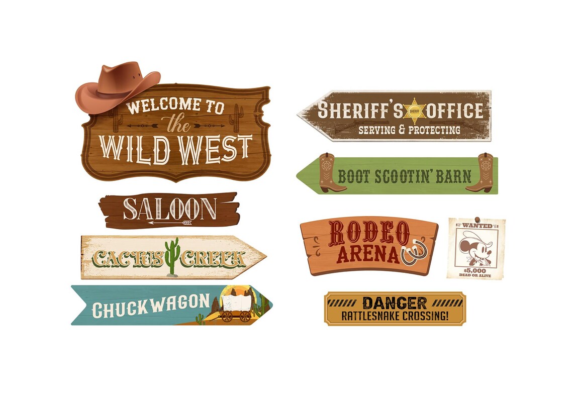 Mirror Sign Rodeo Printable Rodeo Birthday Party Directional Signs, Mickey Cowboy Baby ...