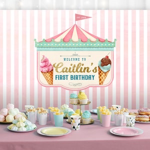 Ice Cream Party Backdrop, Perfect for any ice cream theme birthday party or event, Digital file