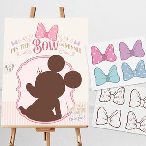 Printable Put The Bow On Minnie Game, Minnie and Mickey Birthday Game, Disneyland Baby Shower Game, Kids Activities, Digital File