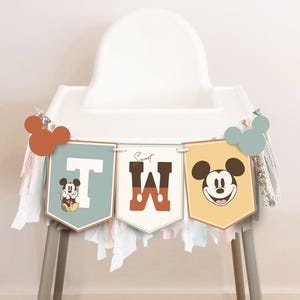Printable Mickey 2nd Birthday High Chair Banner Banner, Happiest Birthday On Earth Party Decoration, Mickey Party, Digital file