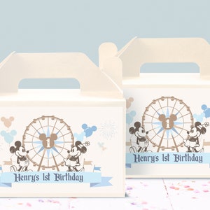 Etiqueta imprimible de Disneyland Gable Box, etiqueta de favores de Disney World, cumpleaños de Mickey, baby shower de Minnie, digital