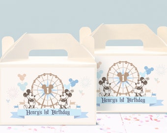 Disneyland Gable Box Label, Disney World Gefälligkeiten Label, Mickey Geburtstag, Minnie Baby Shower, Digital