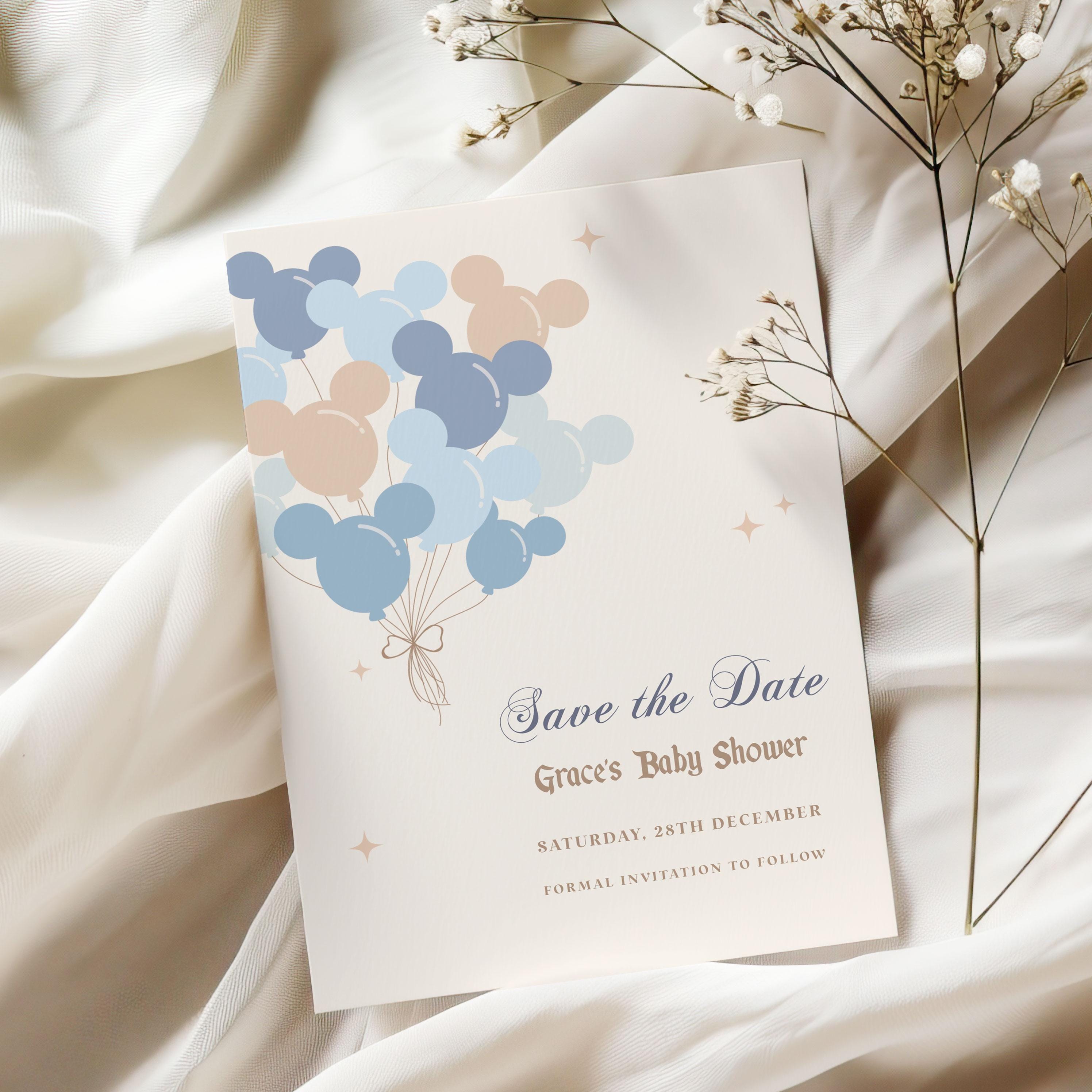 Happiest Baby Shower On Earth Save the Date Card, Disneyland Baby Shower, Mickey Baby Shower, Minnie Baby Shower, Digital, Printable