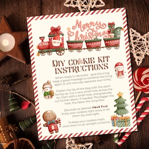 Kerst DIY Cookie Kit Instructies Kaart, Kerst Kids Cookie Decorating Kit Card