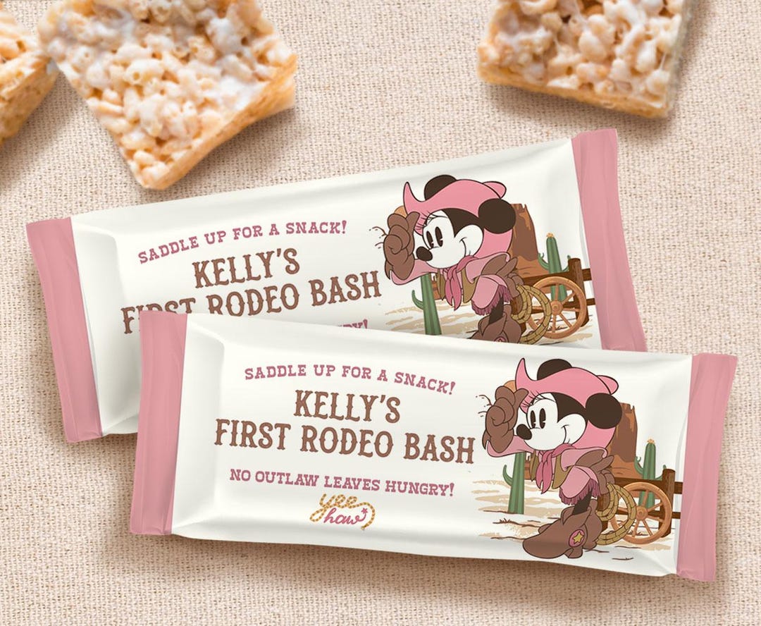 Printable Minnie Rodeo Birthday Rice Crispy Treat Wrapper, Minnie ...