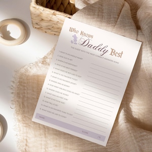 Printable Who Knows Daddy Best Game, Babyland Baby Shower Games, Disneyland Happiest Baby Shower Games, Digital file