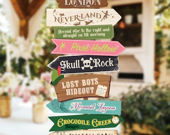 Peter Pan Party Directional Sign, Never Grow Up Birthday, Peter Pan Birthday, Neverland, Magical Party Decoration, Digital file