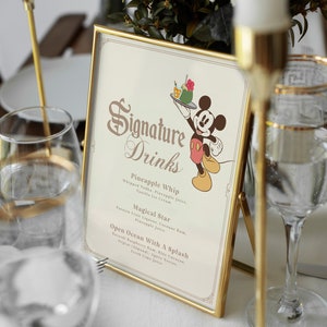 Menu de bebidas personalizado do Mickey para impressão, menu de bebidas exclusivas, aniversário do Mickey, chá de bebê da Disneylândia, arquivo digital