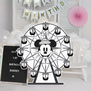 Printable Minnie Ferris Wheel Cutout, Disneyland Birthday Party Stand Up Prop, Minnie Baby Shower Party Decoration, Digital file
