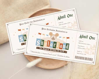 Editable Name Disneyland Ticket, Save Your Date, Happiest Birthday on Earth, Disneyland Baby Shower, Digital file