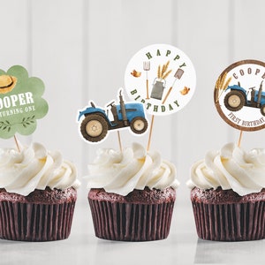 Printable Tractor Cupcake Topper, Printable Cupcake Topper, Party Cupcake Topper, Cupcake Decoration